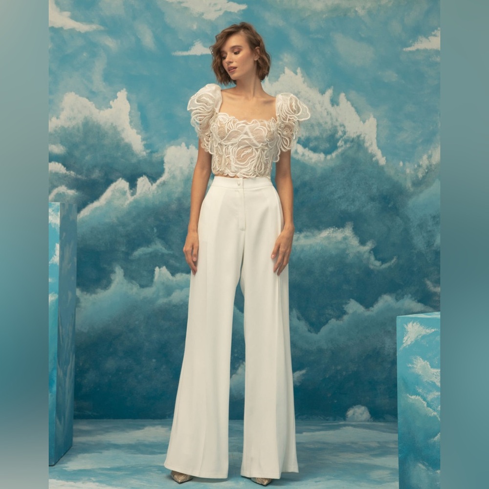 Gemy Maalouf bridal straight leg pant